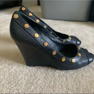 Tory Burch peep toe wedge 7.5